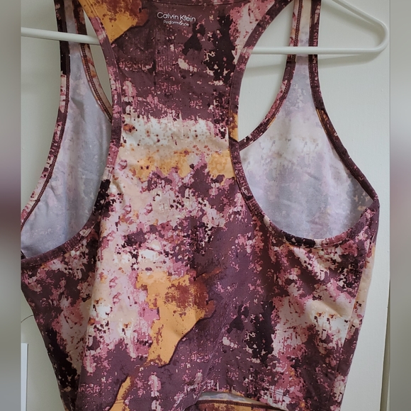 Calvin Klein Performance Printed Racerback Cropped Tank Top - Picture 6 of 6